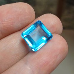 11.20ct Blue Topaz Asscher cut Loose Gemstone 