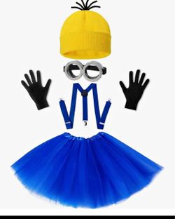 Minion Costume Set - Beanie, Goggles, Gloves, Tutu, Suspenders