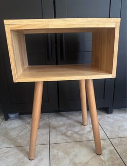 Modern Light Wood Side Table with Shelf