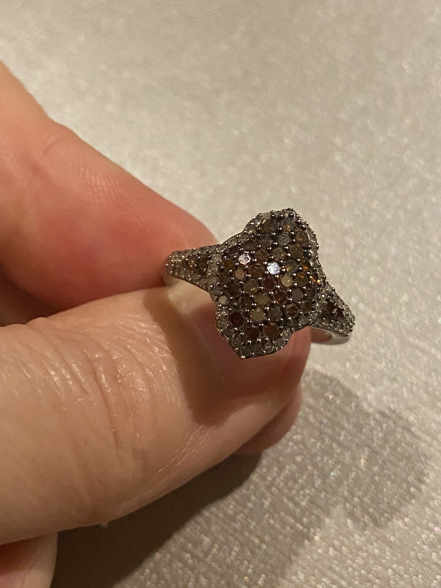 Genuine Red & White Diamond Cluster Ring - sz 8 - new!
