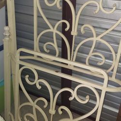 Antique Curved Wrought Iron Twin Bed With Rails