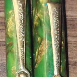 RARE vintage (1930s) WAHL Eversharp  Gold seal+Brazilian green- pen and pencil set