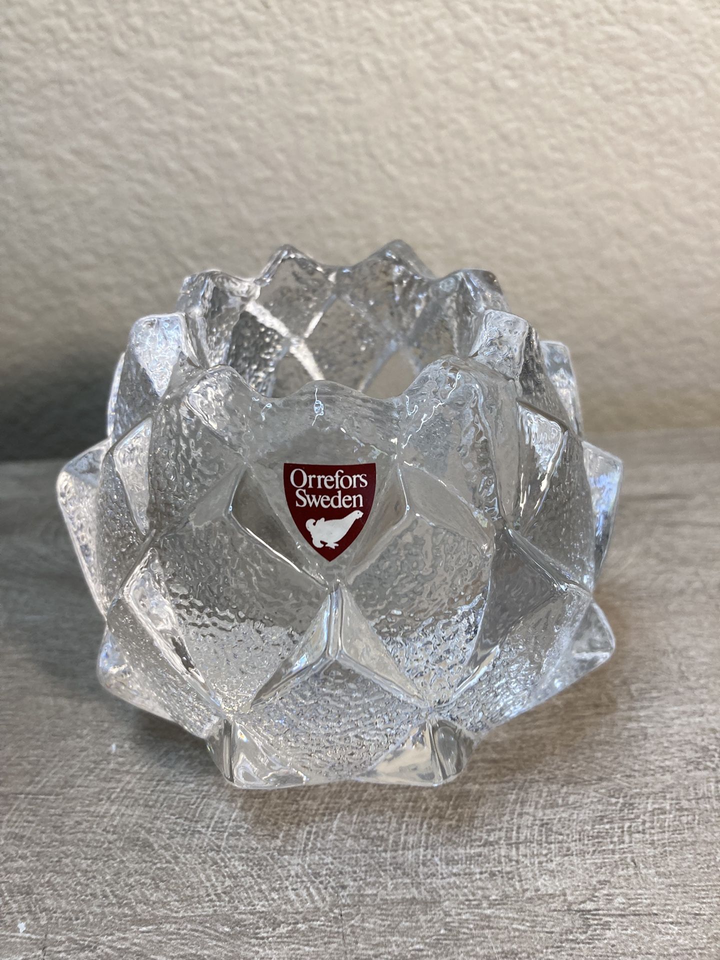 Vintage Orrefors Sweden Crystal Firefly/Artichoke Tea Light Candle Holder