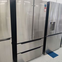 New Midea - MRQ23B4AST 22.5 Cu. Ft. Counter-Depth 4-Door French Door Refrigerator - Stainless Steel