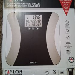 Taylor Glass LED Body Composition Scale with Quick View Readings, Black, 500lb capacity