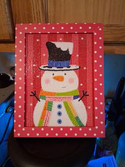 Framed Snowman Diamond Dot Art