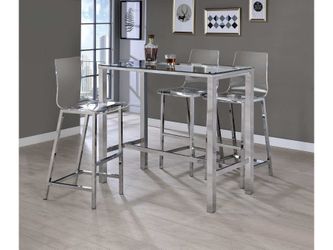 Richa Chrome Glass Top Bar Table