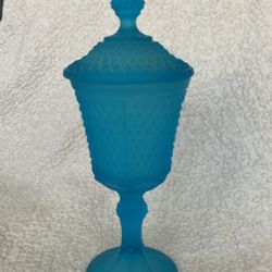Vintage  Tall Blue Candy Dish  16”
