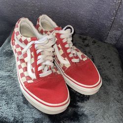 Red and White checkered vans 