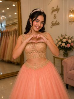 👑 JJ016 Peach Princess Quinceañera / Sweet 16 Dress - XXS XS S M - $199 ✨