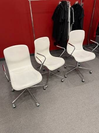 CB2 White Swivel Desk Chair