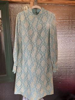 Vintage light blue W/ Lace Formal Dress