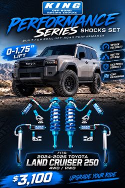 King Shocks 2.5 Performance Series Shocks Set w/0-1.75" lift 2024-2026 Toyota Land Cruiser 250 4WD RWD $3,100 No credit check financing! Financing o