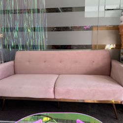 Pink Velvet Sofa - Like New