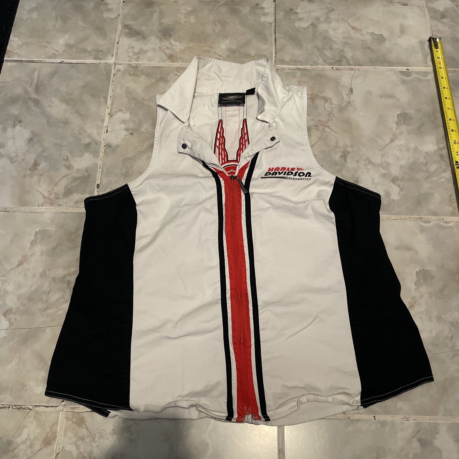 HARLEY-DAVIDSON Women’s Zip Vest/Tank Embroidered Black & White  Size XL
