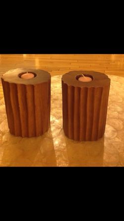 Two 10” solid wood candle holders!