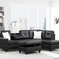 NEW ROCKET BLACK SECTIONAL SOFA WITHOUT OTTOMAN AND FREE DELIVERY- SPECIAL FINANCING BED MATTRESS AND MORE