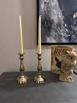 Vintage Style Brass Candle Holders Set of 2 – Polished Gold Tone