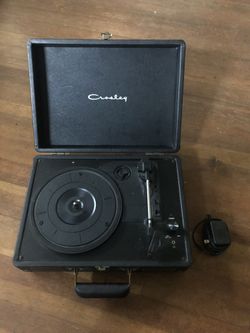 Black leather and brass UO suitcase record player