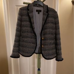 Blue Fringed Patterned Blazer 