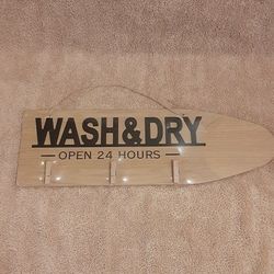 Wash & Dry - Open 24 Hours - Wooden Laundry Room Decor - New