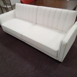 White Leather Futon Couch 