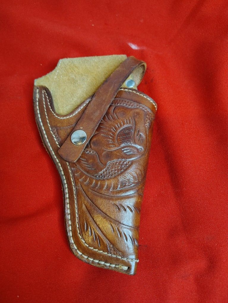 Reyes Floral Tooled Leather Holster Marked 357 3