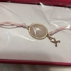 Avon Studio Rose Quartz bolo Cord Bracelet - Breast Cancer Awareness