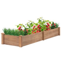 92.9″L Garden Bed Wooden Planter Box for Outdoor Gardening