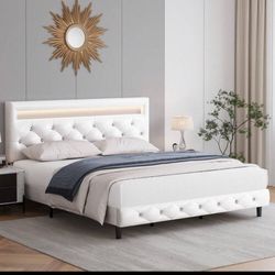 King Size Bed Frame With LED Lights,