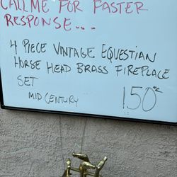 Vintage Equestrian Horse Head Fireplace Tools Set