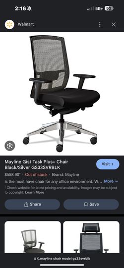 Mayline Gist Task Plus+ Chair Visit > Black/Silver