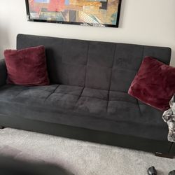 Black Faux Suede Couch 