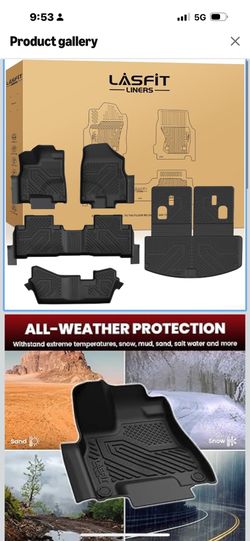 LASFIT Floor Mats&Trunk Mat&Backrest Mats for Acura Mdx 2014-2020 (Fit 7 Seater,Not fit Hybrid), Cargo Mat All Weather TPE Mats Custom Fit Floor Liner