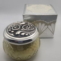 Vintage Avon Rich Moisture Cream Pressed Glass Jar Silver Tone Embossed Lid