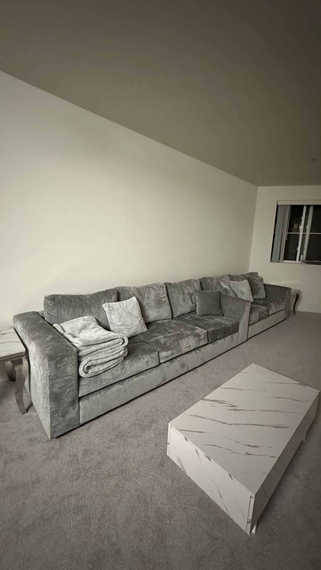 Grey Modern Velvet Sectional Sofa