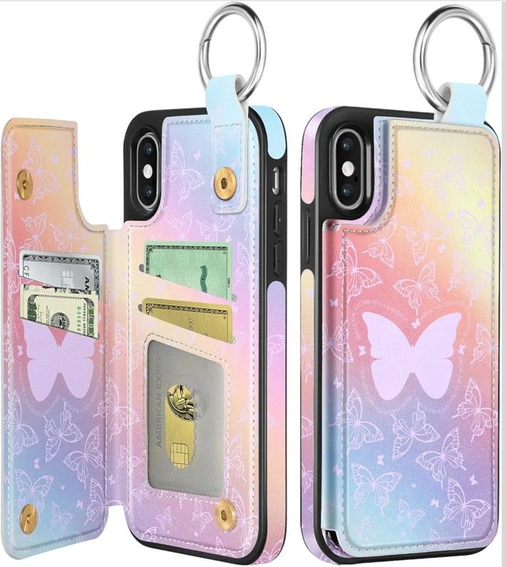 Shorogyt iPhone XS Max Wallet Case Butterfly Pattern PU Leather Flip Cover w/ Card Slots