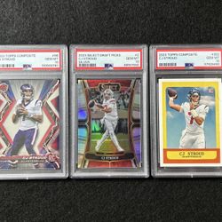 CJ Stroud PSA 10 Rookie Lot (3) 2023 Select Silver Topps Composite RC Texans NFL