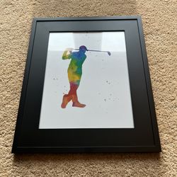 11" x 14" Picture Frame Black (Includes golfer print)