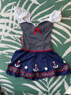 Sailor Costume Dress Navy Polka Dot