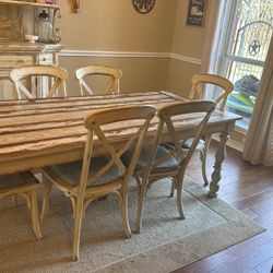 Dining Table, Six Chairs, And Hutch