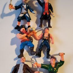 Six 3" Plastic Pirates Figurine Toys