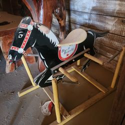 Vintage rocking horse and rocking chair