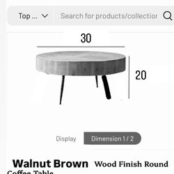 Walnut Brown Wood Finish Round Coffee Table