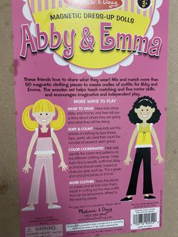 Melissa and Doug Magnetic dress up dolls Abby and Emma for Sale in Battle  Ground, WA - OfferUp