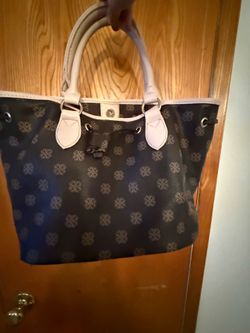 Avon Signature Collection Cinch Handbag Brown Faux Leather Tan Handles