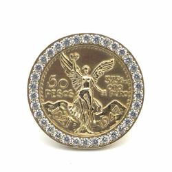 Men’s 10k Yellow Gold CZ Cubic Zirconia Peso Style Coin Ring Size 11 GP3116187