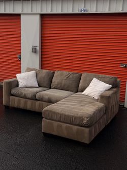 Free Delivery 🚚 - Taupe Microfiber L-Shaped Sectional Sofa