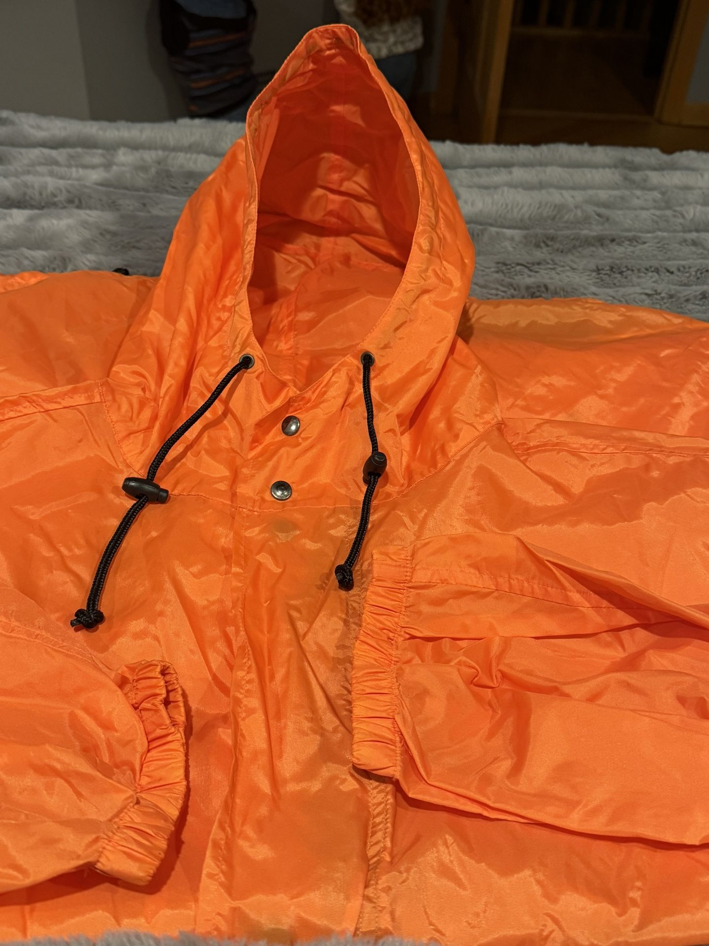 Vintage GAP Vest Mens XL Orange Hooded Pockets Windbreaker Full Zipper Jacket