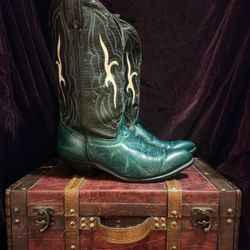 Womens Emerald Green/Black Western Boots - 8.5m " Laredo brand"